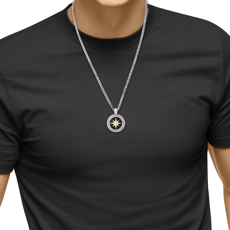 EFFY Black Sapphire Compass Pendant in Sterling Silver image number null
